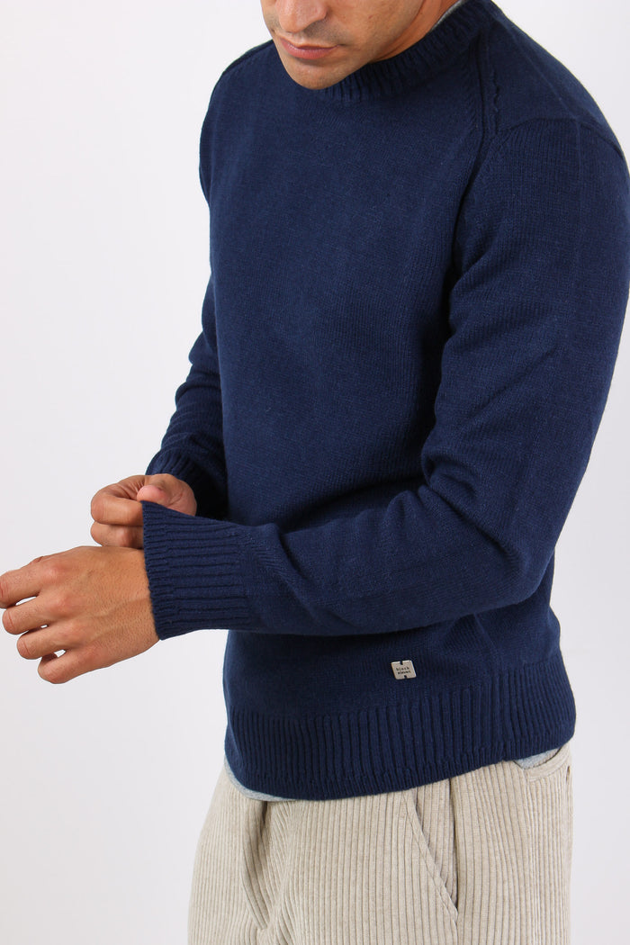 Girocollo Misto Lana Cobalto-8