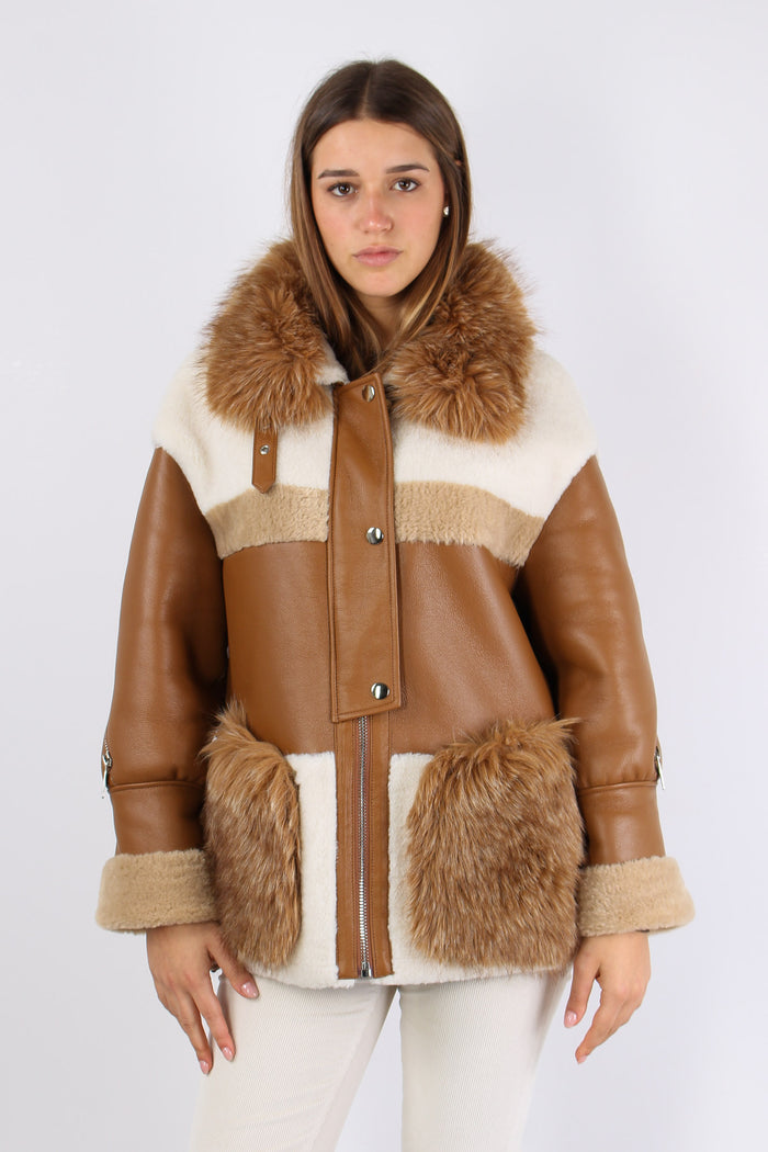 Montone Inserto Ecopelliccia Brown-3