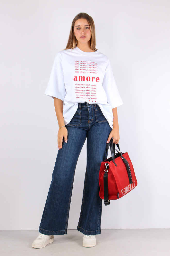 T-shirt Over Ciao Amore Bianco/rosso-5