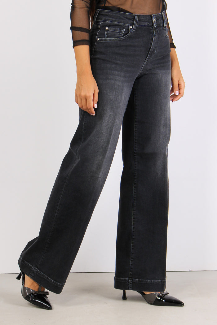 Pantalone Flare Authentic Nero Lavato-7