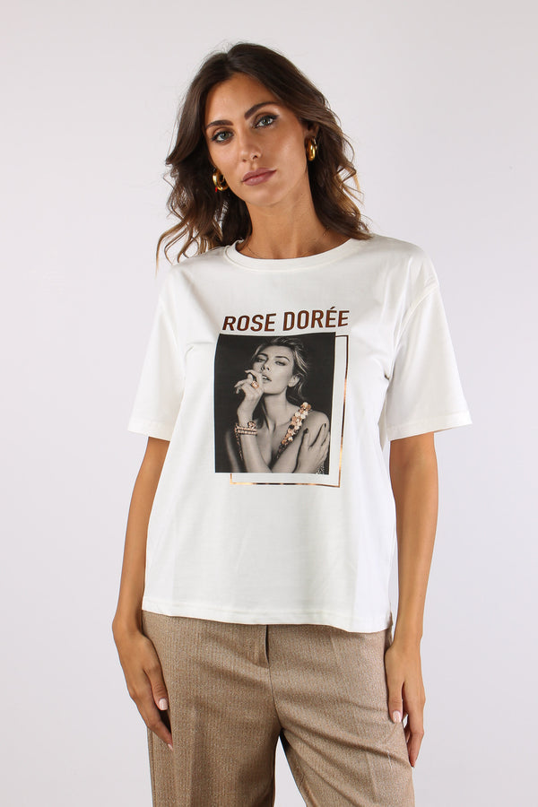 T-shirt Stampa Lamina Panna-2