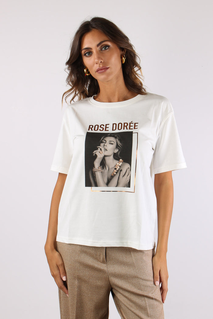 T-shirt Stampa Lamina Panna-2