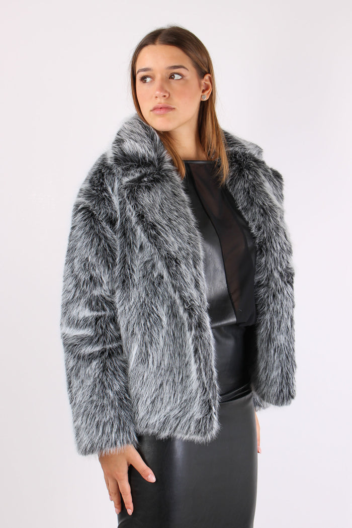 Ecopelliccia Corta Frange Black-6