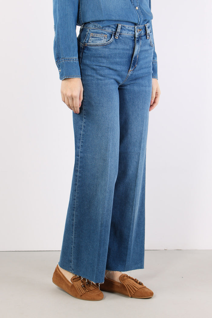 Jeans Flare Basico Denim Scuro-3