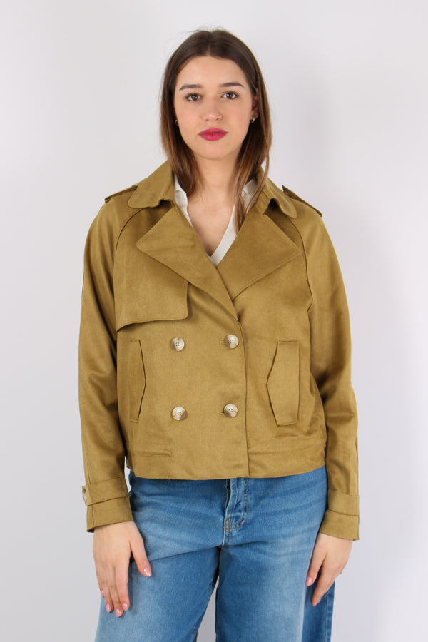 Peacot Corto Tessuto Diagonale Golden Olive-2