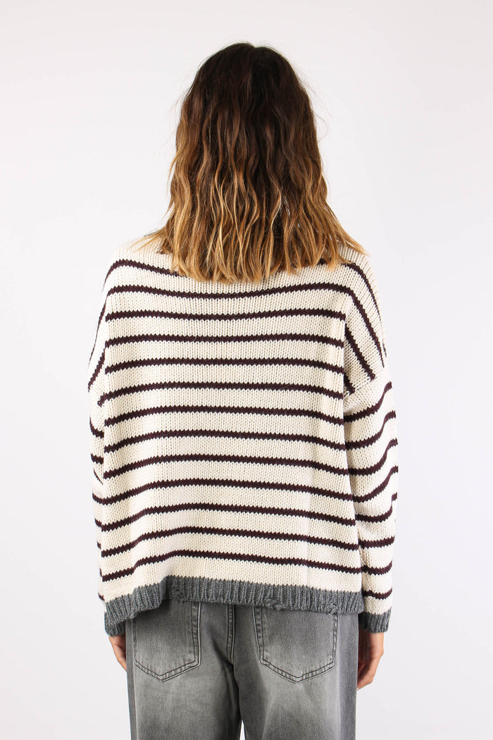 Maglia Girocollo Riga Panna/bordeaux-4