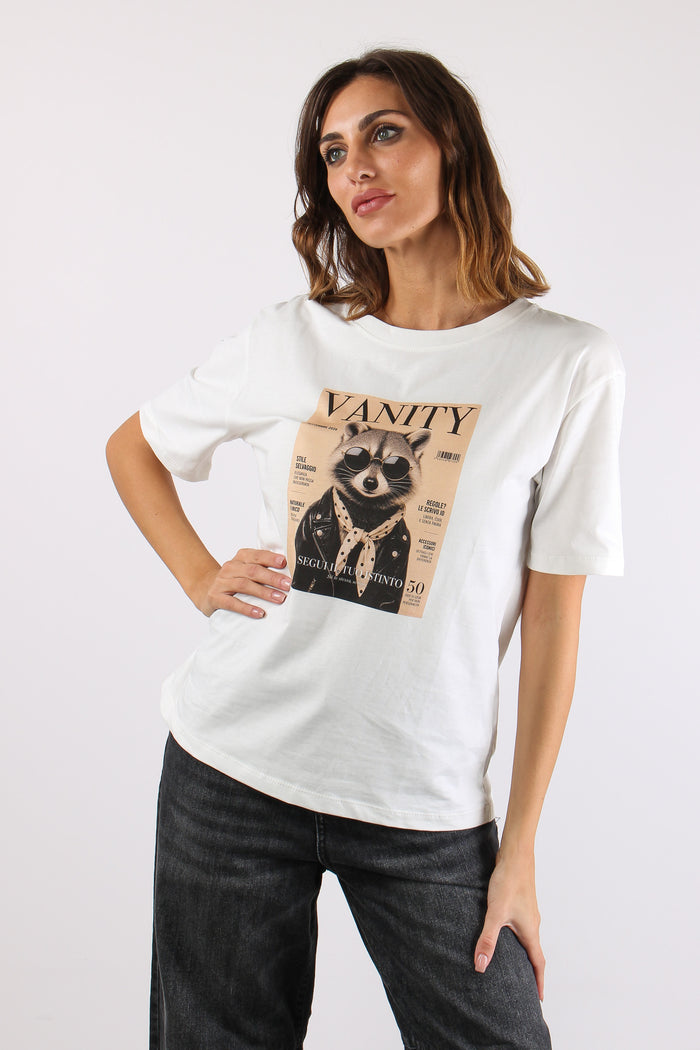 T-shirt Stampa Vanity Procione Bianco-4