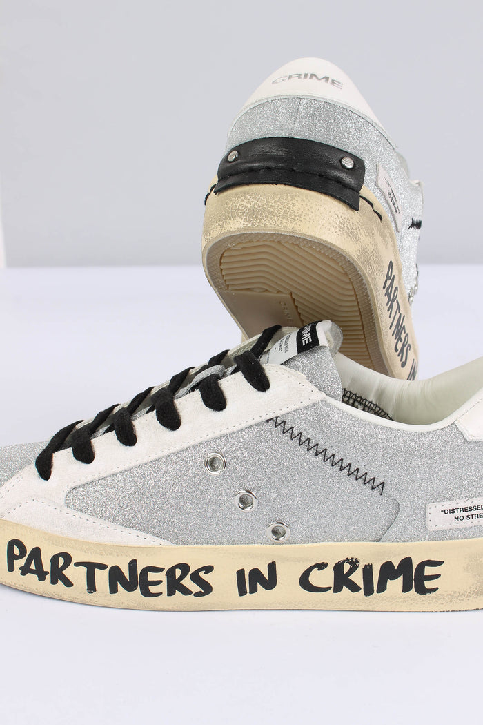 Sneakers Distressed Metal Kiss Argento-4