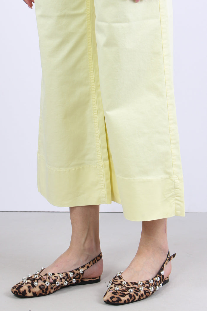 Pantalone Cropped Orlo Alto Giallo-8