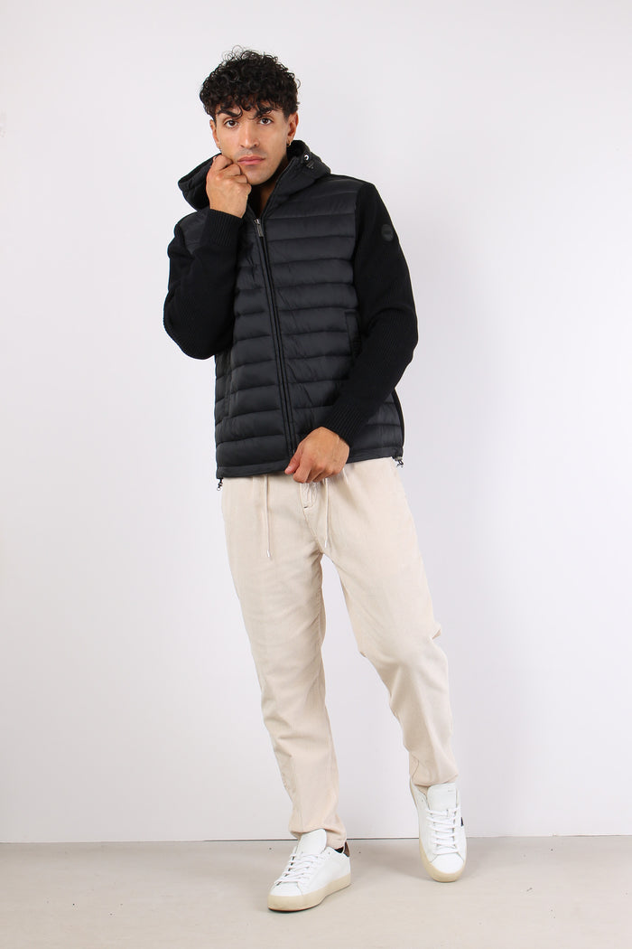 Giubbotto Bimateriale Cappucci Nero-4