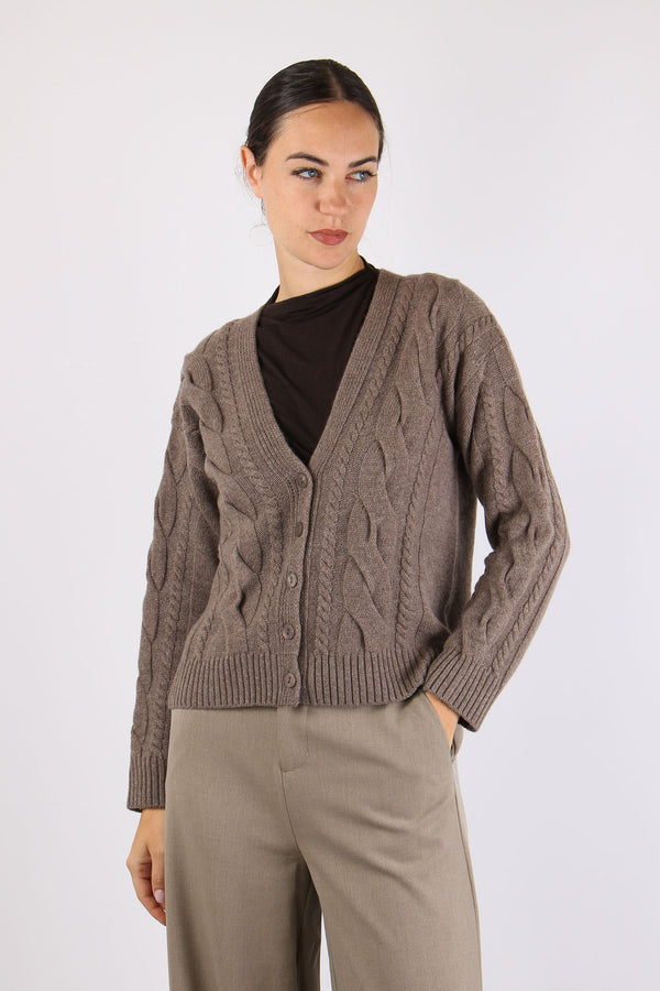 Cardigan Treccia Brown-2