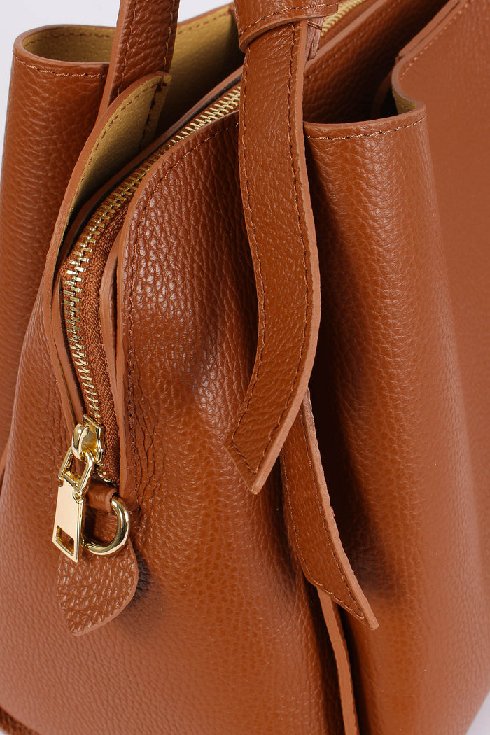 Shopping Fiocco Vera Pell Cuoio-7