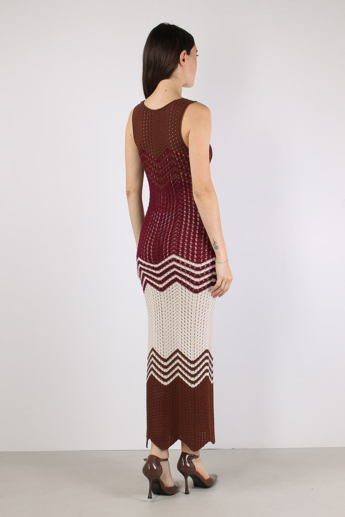 Abito Lungo Chevron Bordeaux-5