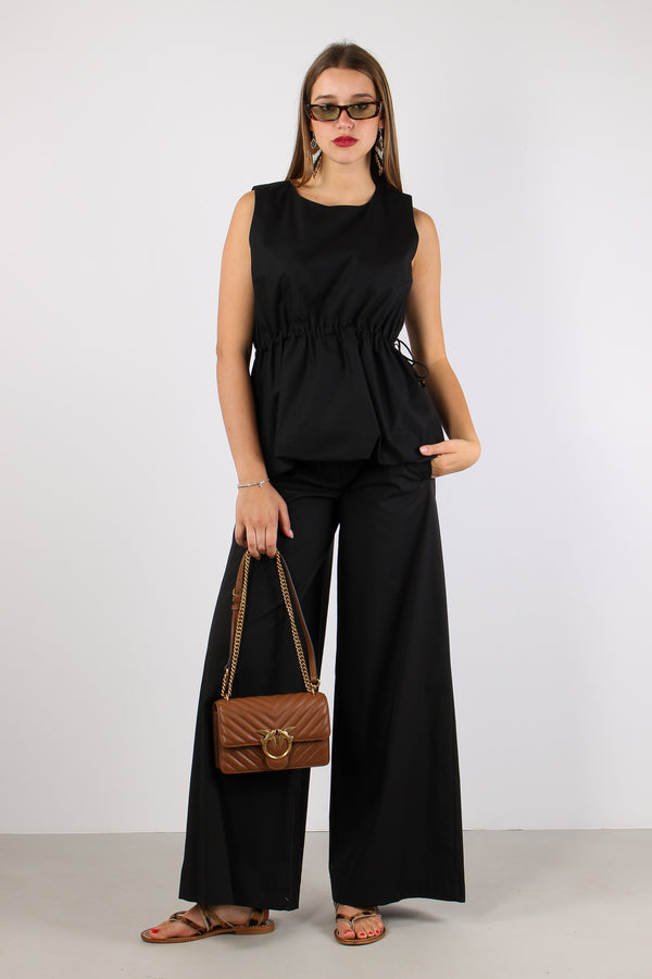 Top Cotone Arriccio Nero