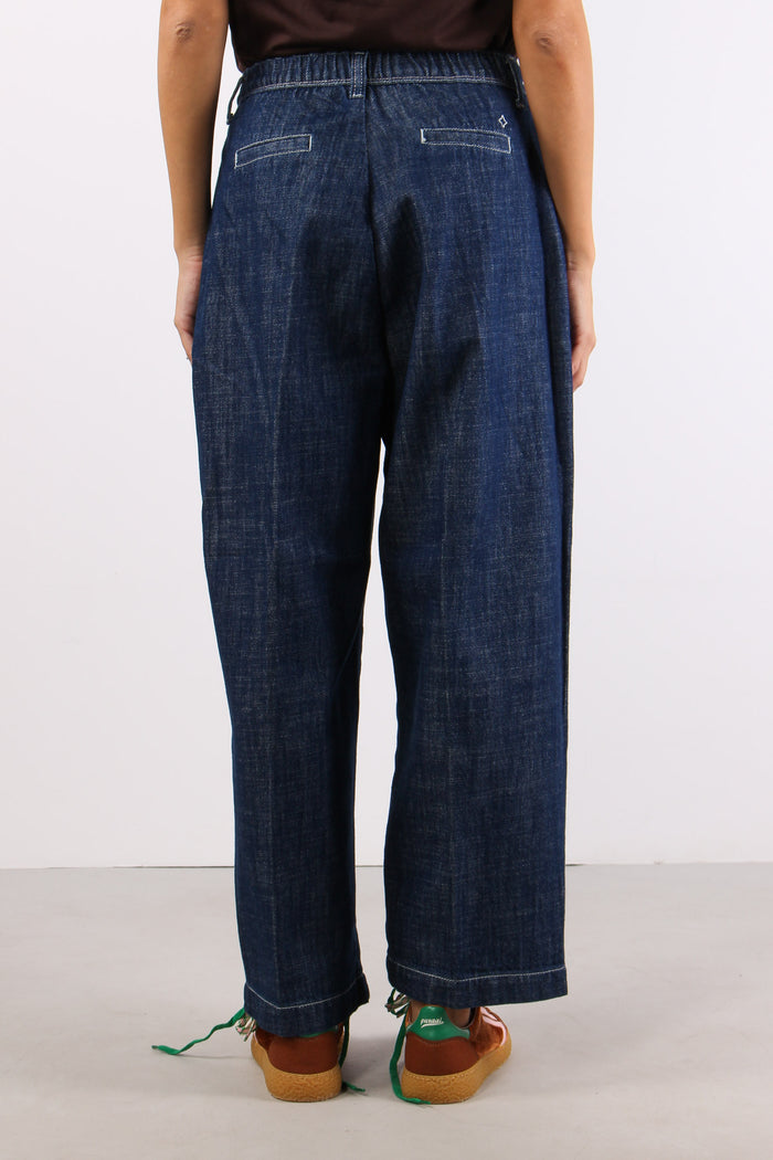 Pantalone Relaxed Wide Leg Blu Navy-4