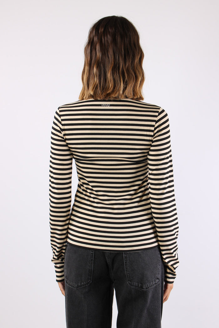 T-shirt Riga Ricamo Panna/nero-5