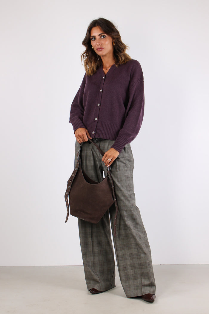 Vienna Cardigan Misto Lana Prugna-5