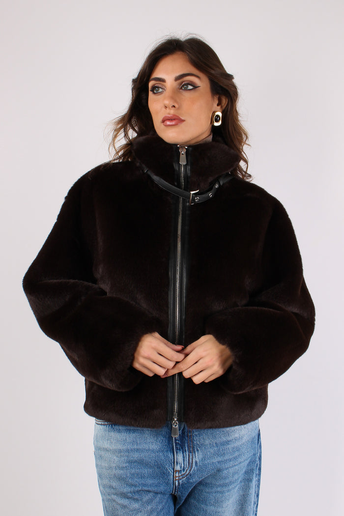 Estebana Bomber Ecopeliccia Marrone-8