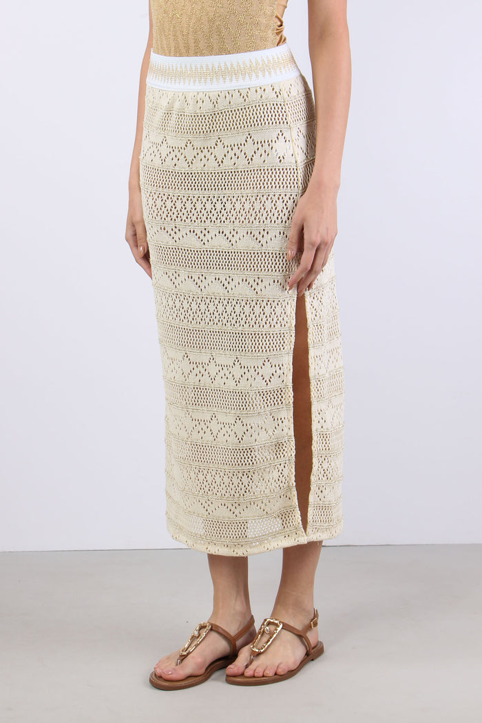 Gonna Crochet Spacco Beige-3