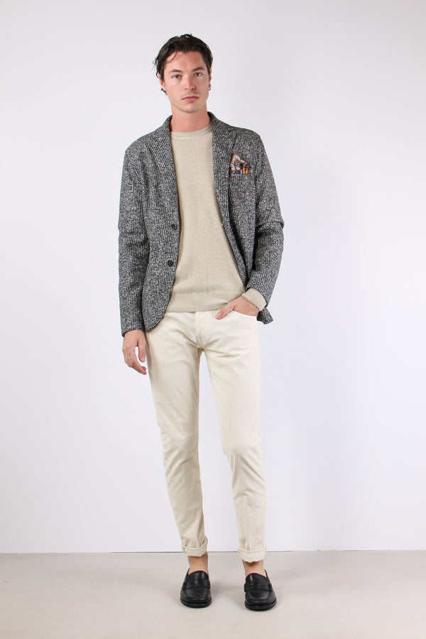 Giacca Micro Quadro Bianco/nero