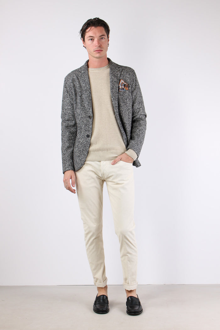 Giacca Micro Quadro Bianco/nero