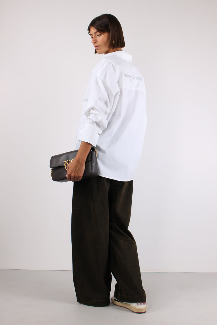 Camicia Logo Strass Bianco-5