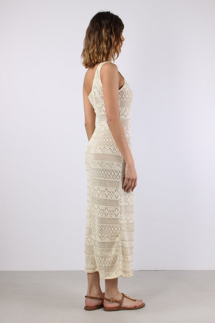 Abito Monospalla Crochet Ecru-7