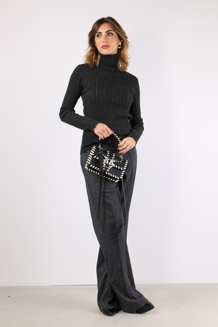 Maglia Collo Alto Smagliata Graphite-6