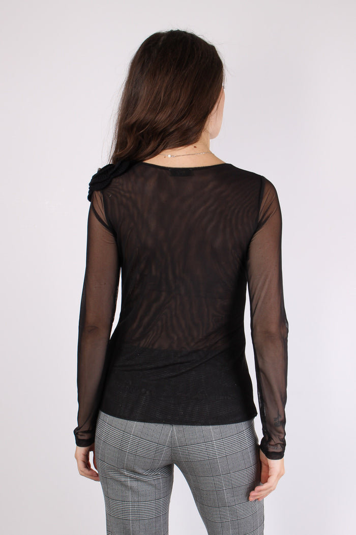 T-shirt Tulle Applicazione Ros Black/black-4