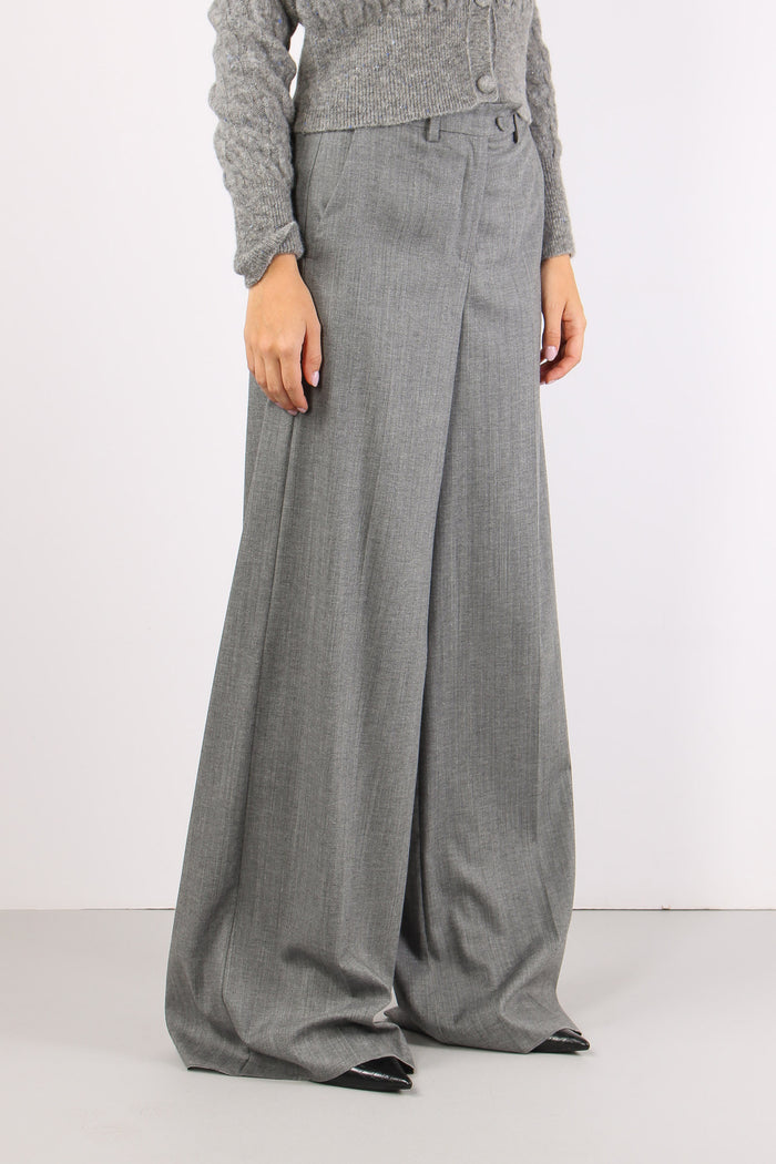 Mllapice Pantalone Palazzo Grigio Melange-6