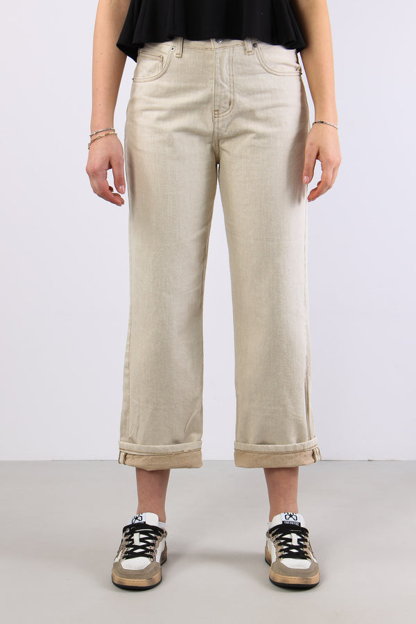 Denim Risvolto Effetto Lino Naturale-2