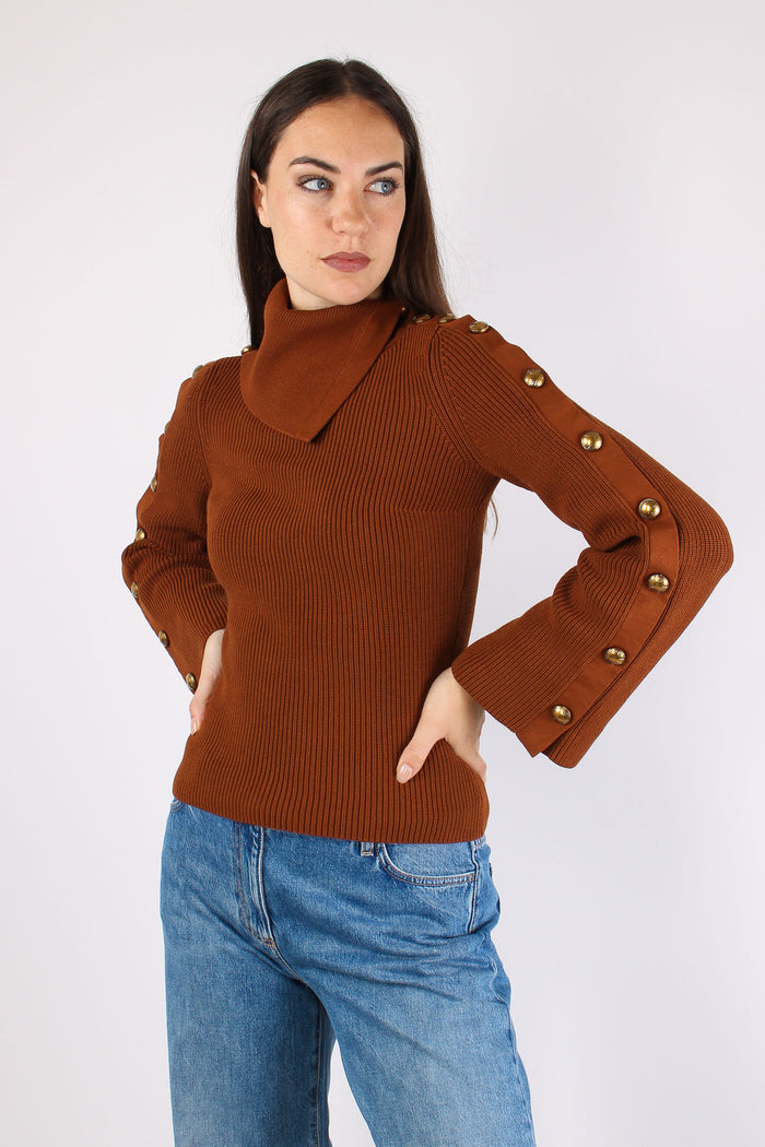 Maglia Bottoni Manica Sigaro-9