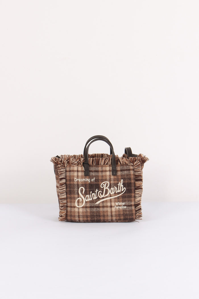 Borsa A Mano Mini Lana Tartan Brown/beige