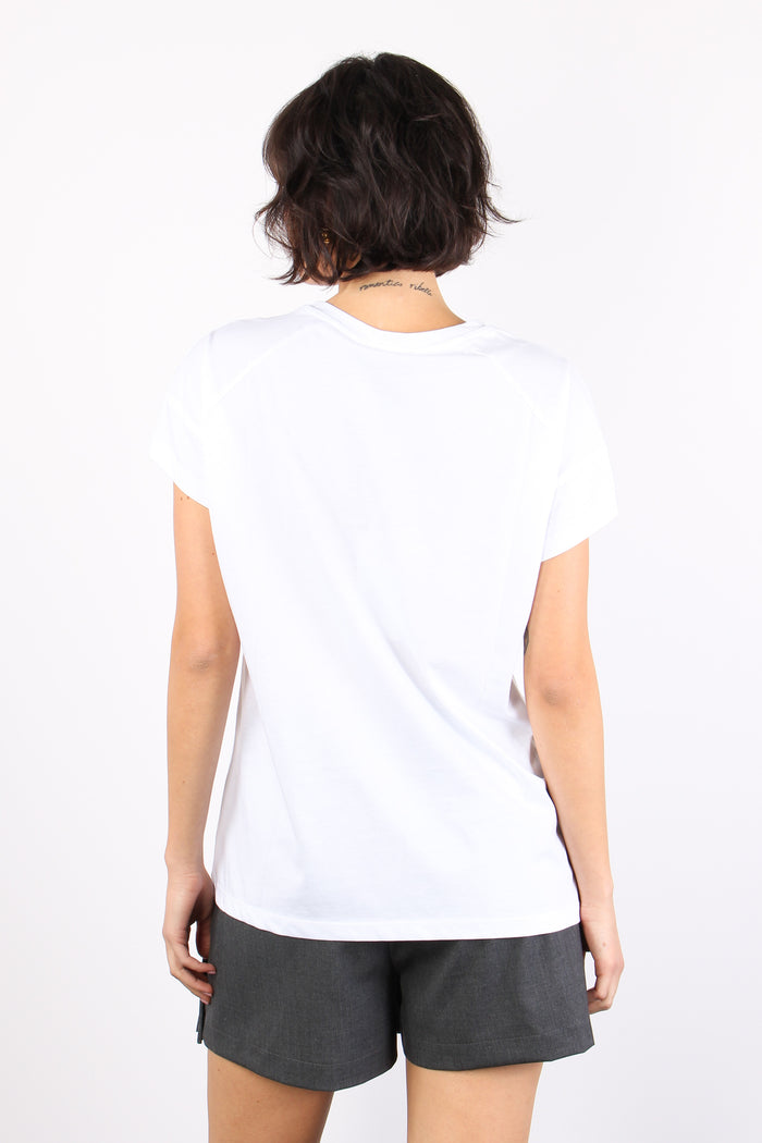 T-shirt Stampa Ballerina Bicol Bianco-3