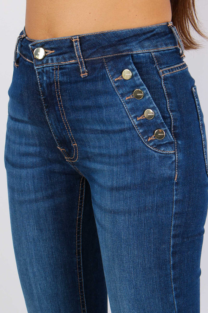 Rooney Denim Bottoni Laterali Denim Scuro-8