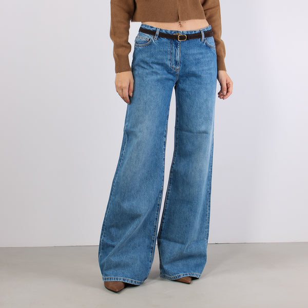 Denim Palazzo Cintura Blu Vintage-2