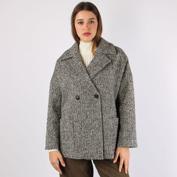 Cappotto Svasato Resca Lurex Moro/panna-2