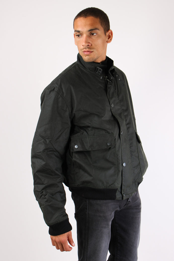 Bomber Fibbia Colletto Verde Scuro-9