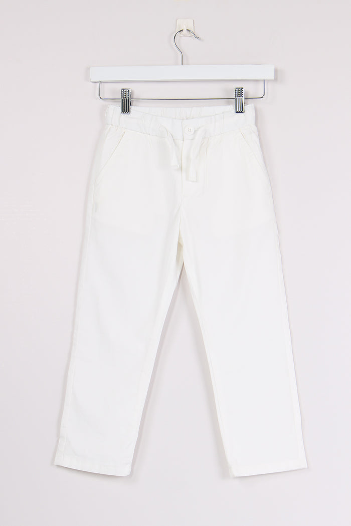 Pantalone Cotone Coulisse Bianco