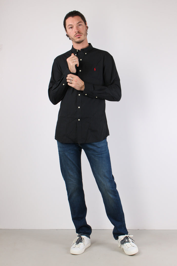 Camicia Slim Botton Down Polo Black-4