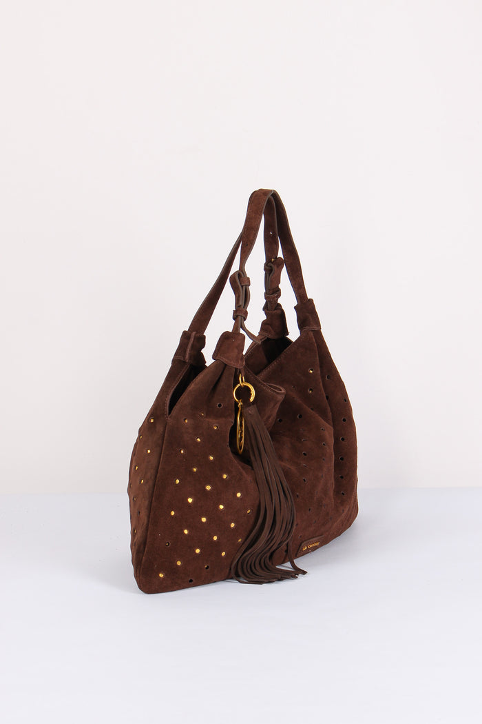 Sacca Camoscio Borchie Dark Brown-7