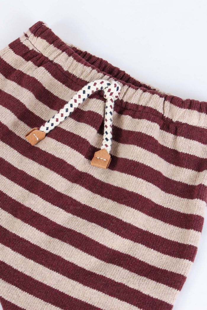Pantalone Caldo Cotone Riga Tortora/bordeaux-4