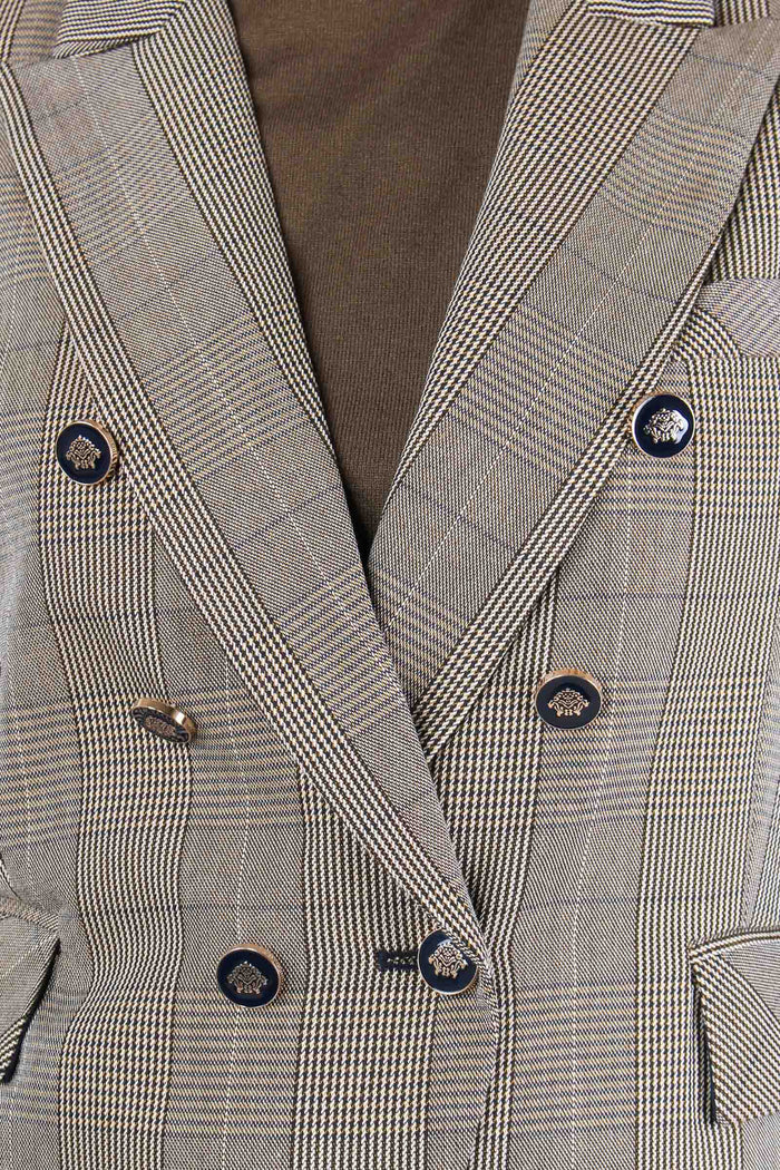 Ilyssa Giacca Doppiopetto Chec Fango/blu-10