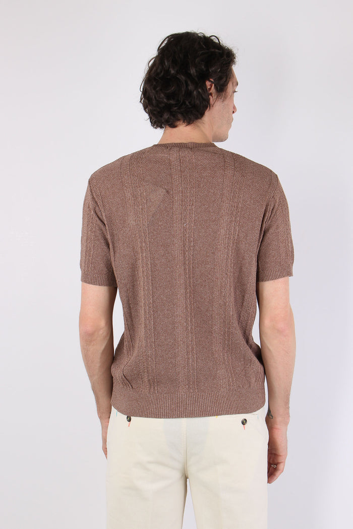T-shirt Cotone Lavorato Tabacco-5