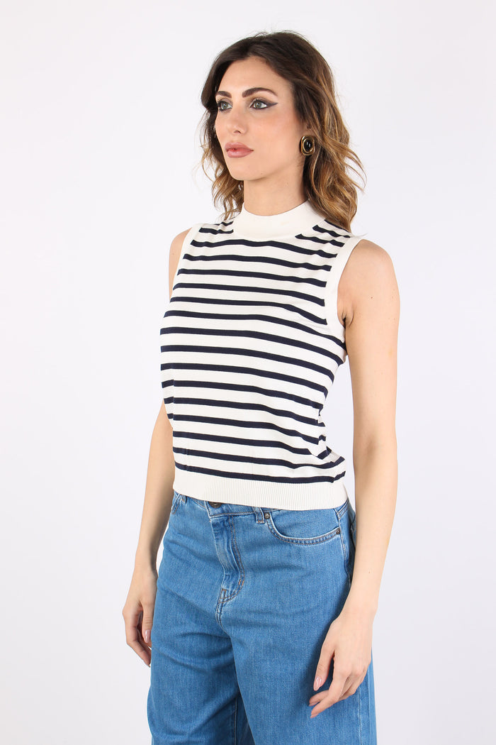 Wkdstallo Lupetto Smanicato Riga Ecru-blu-6
