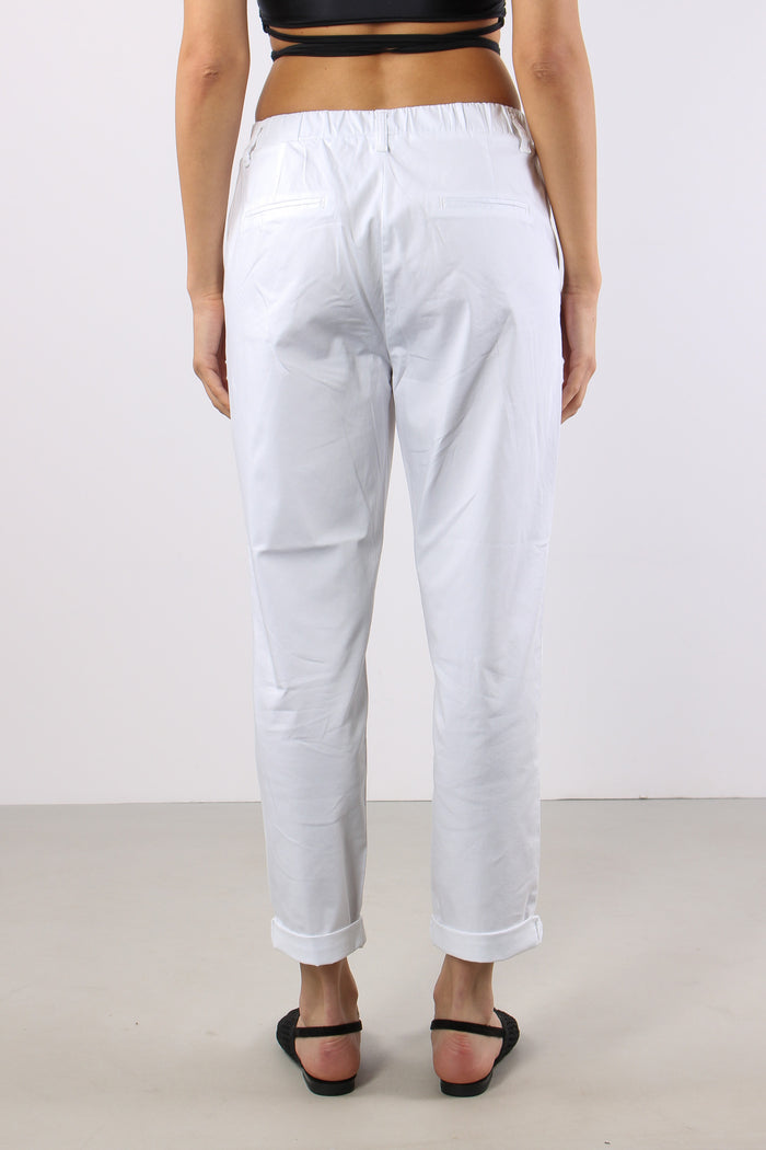 Chino Elastico Rasatello Bianco-4