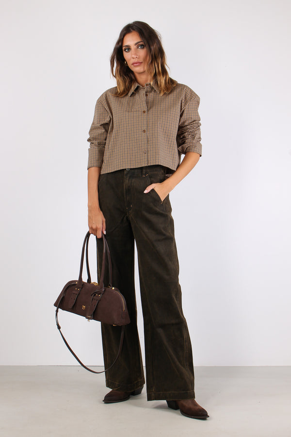 Camicia Microquadro Cammello