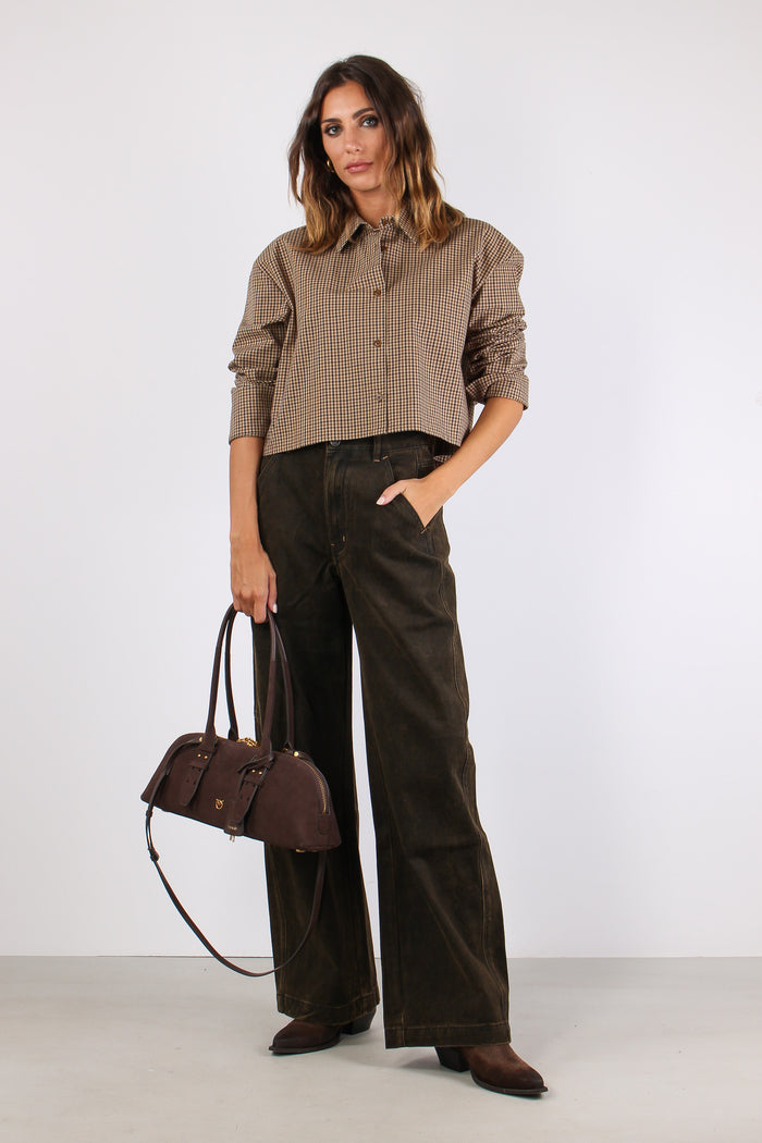 Camicia Microquadro Cammello