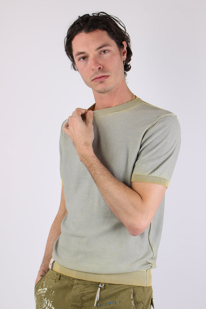 Maglia M/m Filo Reversibile Mostarda/argento-6