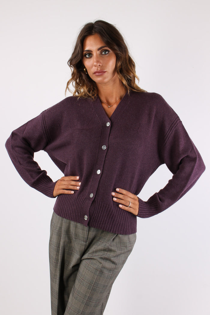Vienna Cardigan Misto Lana Prugna-3